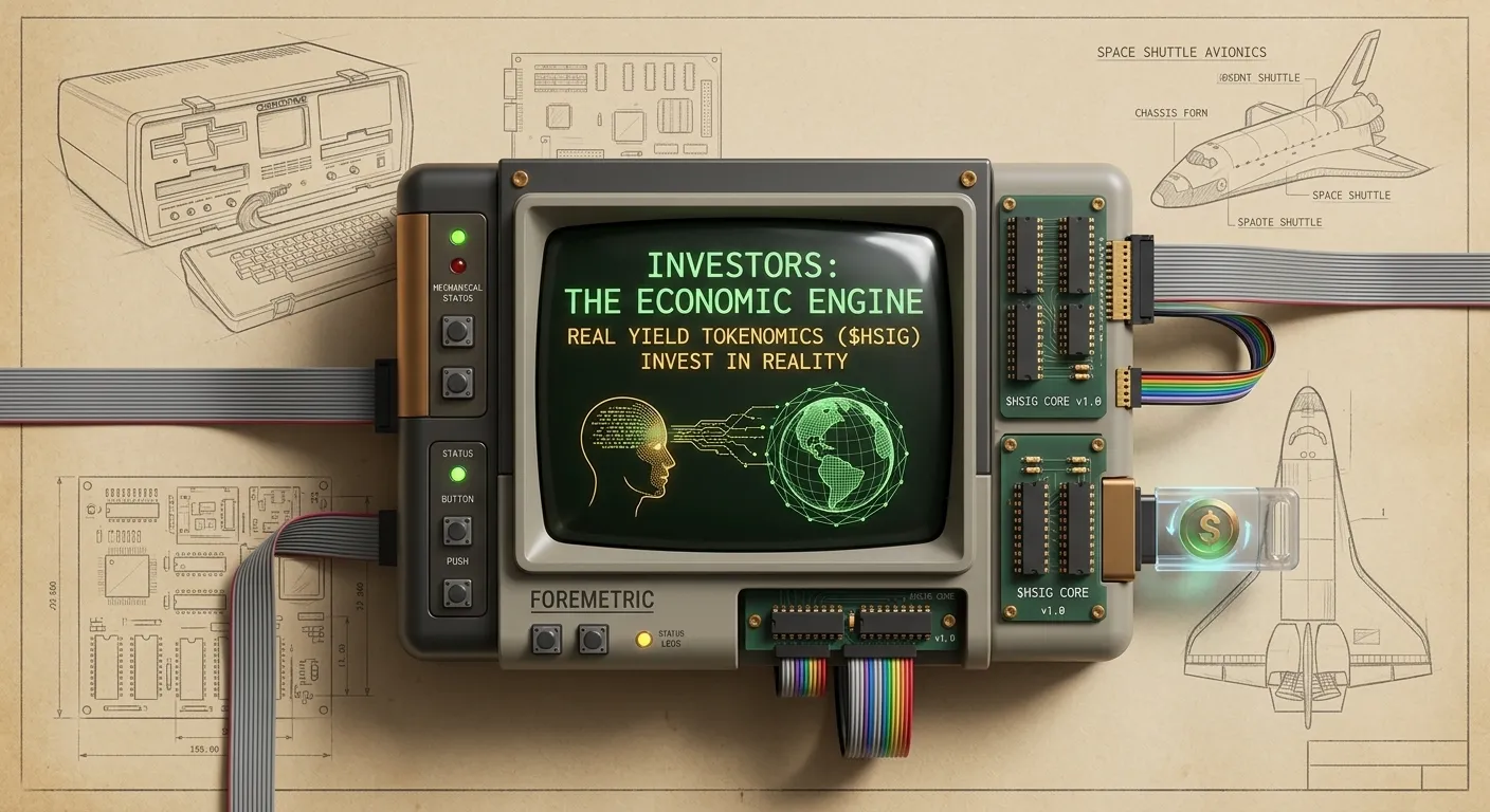 ForeMetric investor infographic — fixed 1B $HSIG supply, 80% gross B2B receipts to users